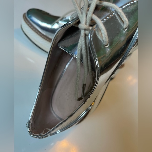 Zara Metallic Platform Derby Shoes - Picture 7 of 13